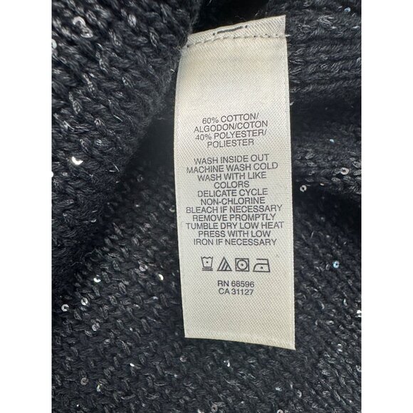 DKNY Jeans Womens 2XL Sequin V-Neck Sweater Blue Soft Lightweight Comfortable - Picture 10 of 12